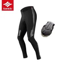 Santic зима осень велосипедные штаны мужские длинные флисовые термальные велосипедные штаны дорожный Pro Pad велосипедные штаны Ropa Ciclismo Черный
