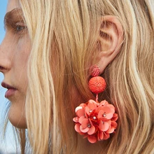 

JURAN Fashion Big Flowers Drop Earrings Jewelry Charm Large Long Statement Earrings for Women Bohemian Wedding Earrings Gift