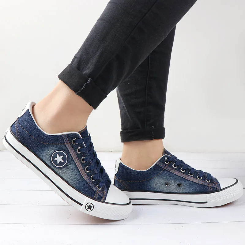 Vulcanize Shoes Denim Sneakers Women Basket Femme 