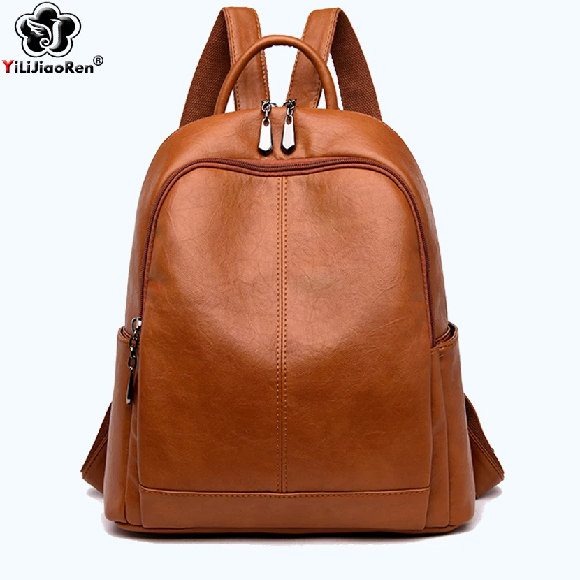 Повседневное Для женщин рюкзак известный бренд кожаный рюкзак женский большой Ёмкость школьная сумка рюкзак простой сумки на плечо для Для женщин