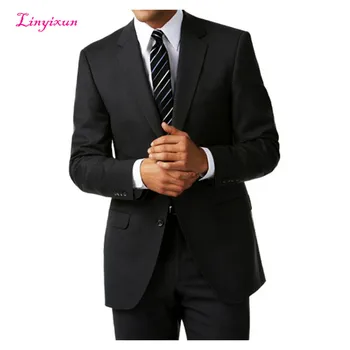 

Linyixun Classic Design Custom Made Charcoal Grey Men Suits, Tailored Business Suit with 2 button, Notch Lapel