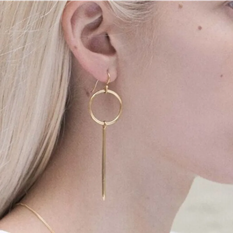

Ear line long earrings elegant with chain hanging gold color fashion in handmade simply match earrings Jewelry for women e044