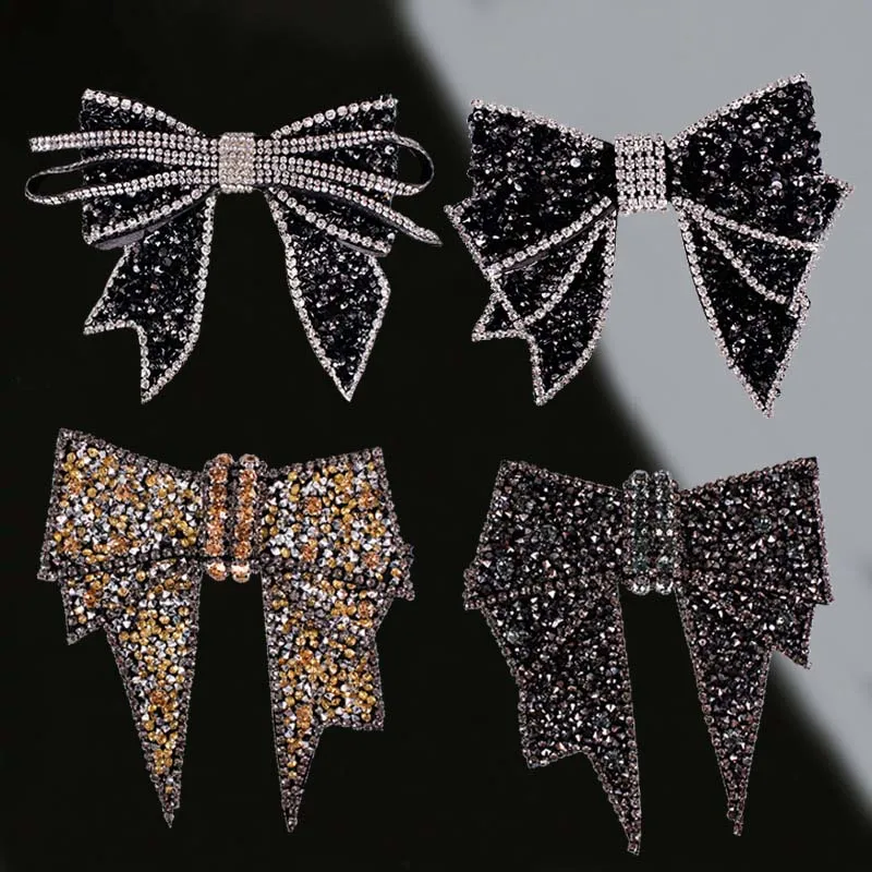 

Bowknot Patch For Clothes Beaded Applique Rhinstone Patch Bowknot Drill Applique Sew On DIY Clothing Applications