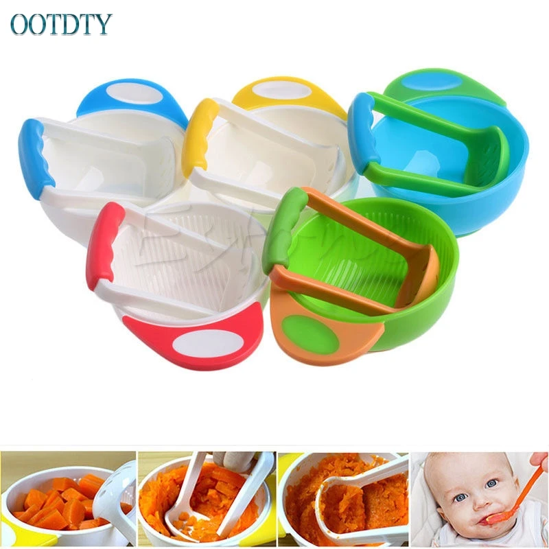 

New Baby Infant Learn Dishes Grinding Bowl Kids Handmade Grinding Food Mill #330