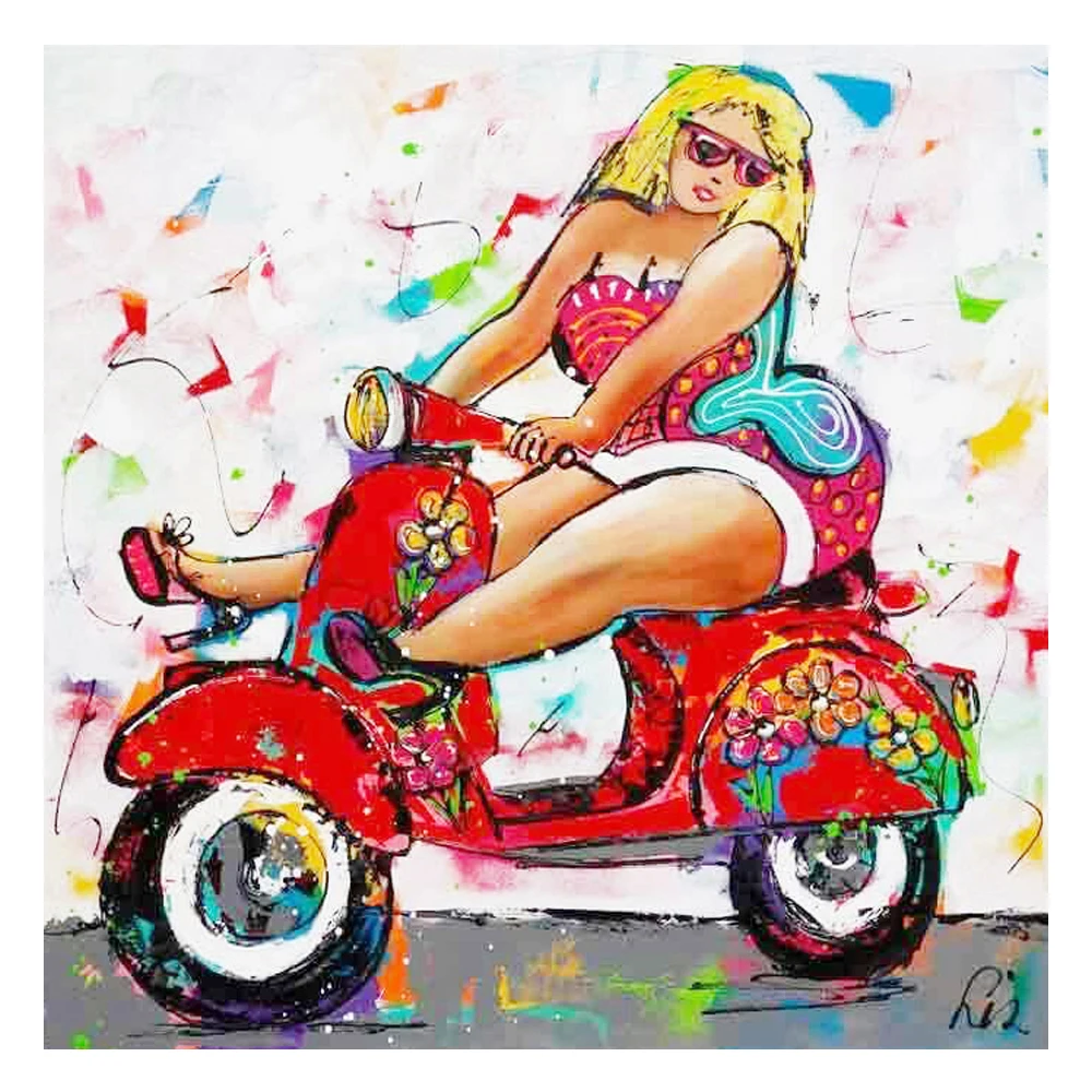 5D DIY Полный Круглый Дрель Алмаз живопись красочные толстуха велосипед крестом мозаика со стразами вышивка украсить дом