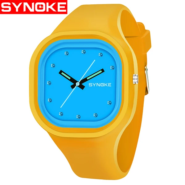 SYNOKE, студенческие красочные Водонепроницаемый спортивные часы Для мужчин брендовая Для женщин уникальный силиконовый светодиодный цифровой Дата наручные часы - Цвет: orange Strap blue
