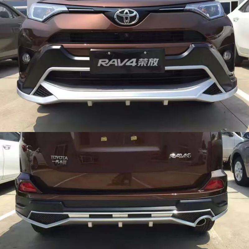 Подходит для Toyota RAV4 RAV-4- Передний+ задний бампер диффузор бамперы для губ защитная накладка АБС хромированная отделка 2PES