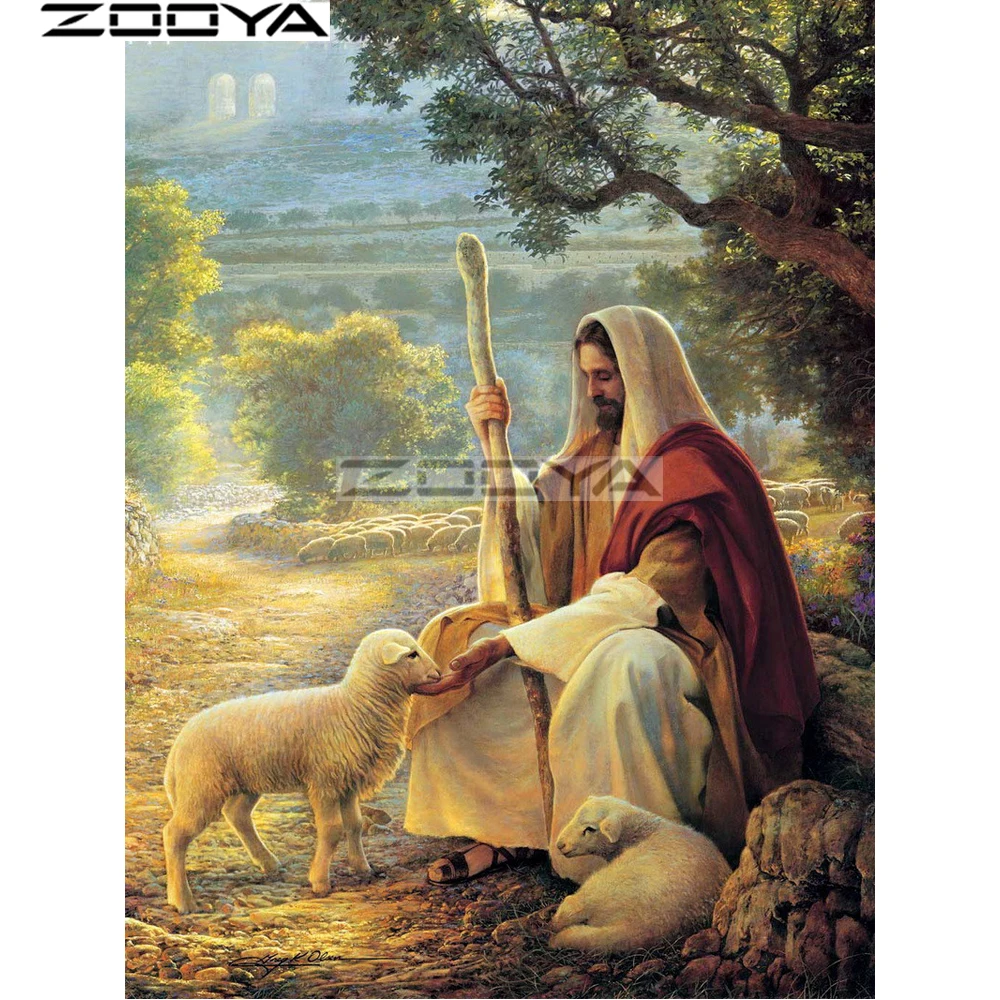 

ZOOYA Diamond Painting Cross-Stitch Wall Sticker Mosaic Diamond Embroidery Religious Jesus Rhinestones Painting Full Drill R1821