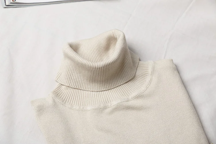 Универсальная Корейская версия, свитер с высоким воротником pulover feminino, тонкая водолазка из мерсеризованного хлопка, вязаные топы