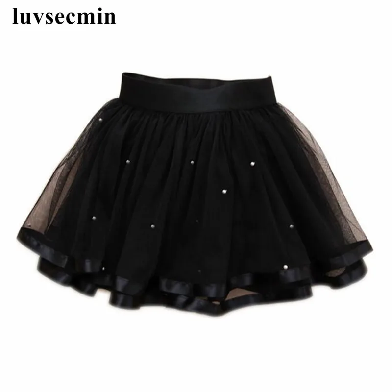 

2017 Spring Autumn Children Baby Tutu Skirt Black White Pearls Cake Tutu Girls Skirts Saia Ballet Skirt Fantasia Tutus JW1462