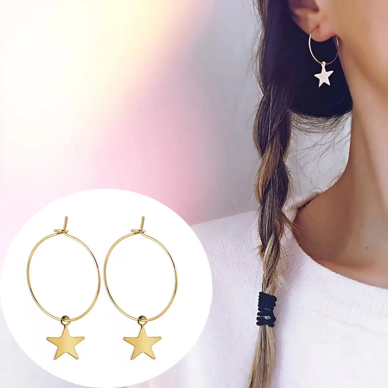 

Gold Silver Color Star Stud Earrings For Women Girls Simple Fashion Earrings Jewelry bijoux femme