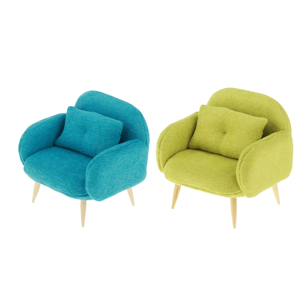

MagiDeal 2pcs Sofa & Cushions for 1/12 Dollhouse Furniture Miniature Toys