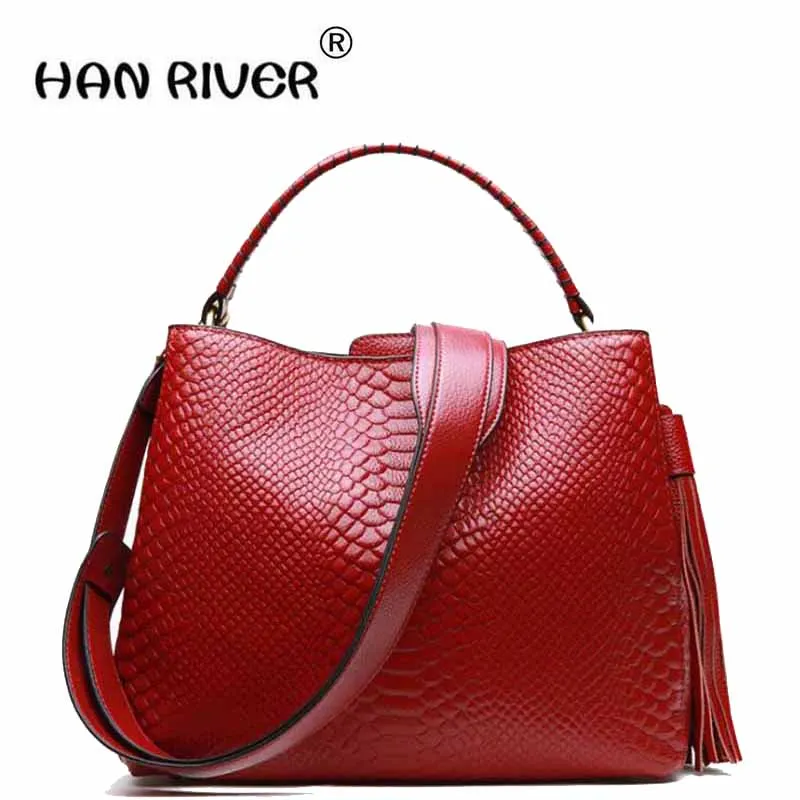 

HANRIVER 2018 Spring and summer new crocodile skin lady big capacity hand bill of lading shoulder bag