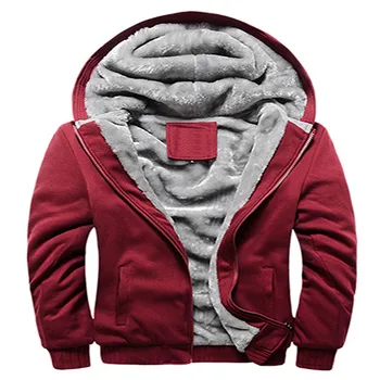 

sell like hot cakes Hot Sale Men's Hooded Casual Hoodies Clothing Wool Liner Mens Winter Thickened Warm Coat Male Pure color