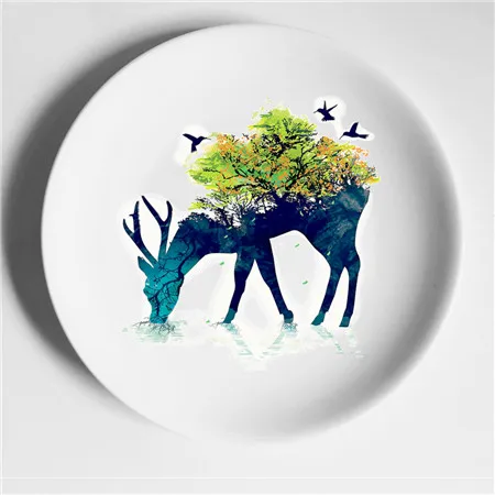 Декоративные керамические настенные тарелки, лося, Зебра, домашнее украшение, посуда в скандинавском стиле - Цвет: 3