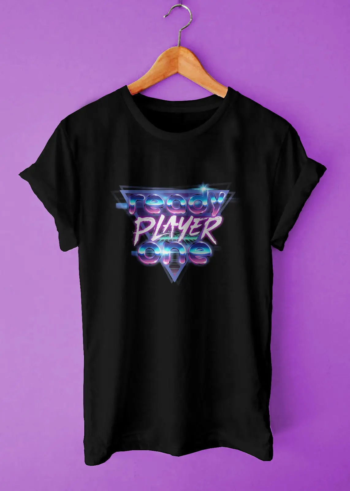 RPO Ready Player One Retro Neon Movie Poster T-Shirt New Logo Black Unisex Shirt Cool Casual pride t shirt men Fashion | Мужская одежда