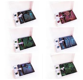 

Unique Design Business Men's Accessories Tie Handkerchief Cufflinks Accessories High Quality Polyester Silk Business Men's Suit