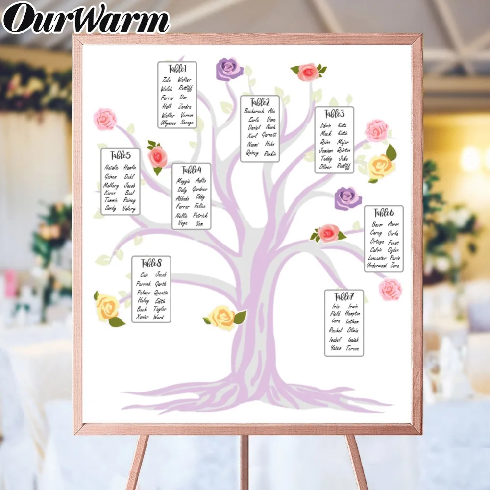 US $8.99 30% OFF|OurWarm Wedding Seating Chart DIY Table Plan Ideas Love  Tree Table Numbers Card Guest List Wedding Arrangement Party Supplies-in ...