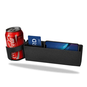 

2 In 1 Carbon/fiber/ABS/Leather Car Seat Gap Storage Box Collapsible Quilted Cup Holder Drink Holder Multi- Car Accessories