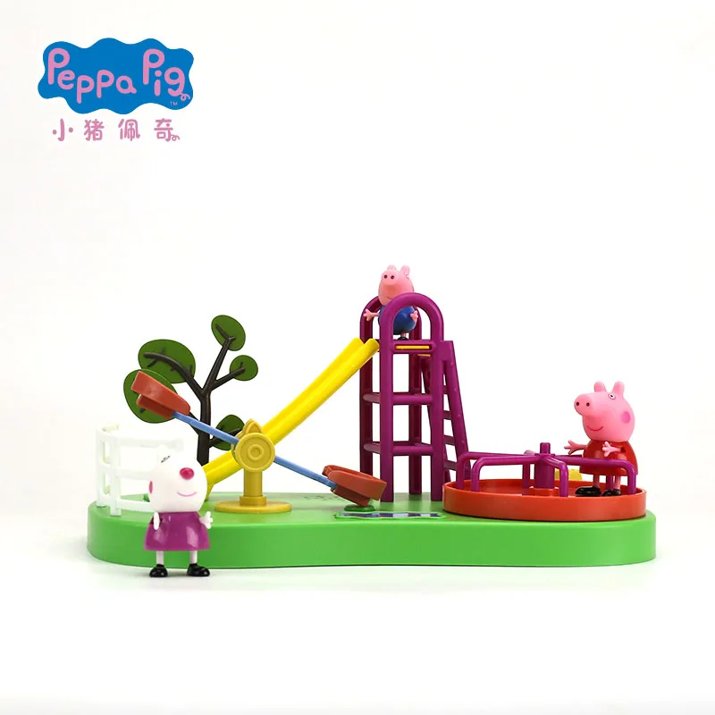

Genuine Peppa Pig-- Peppa's Playground Play set with sound original box including Peppa and Geroge Suzy figures Kids Toy GIFT