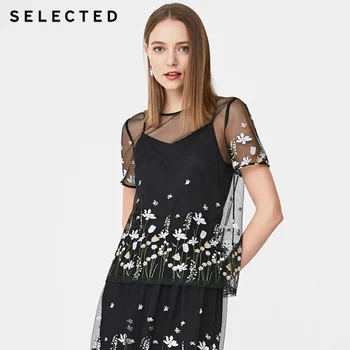

SELECTED Women's Summer Lace Embroidery Print OL Short-sleeved Tops S|419241508