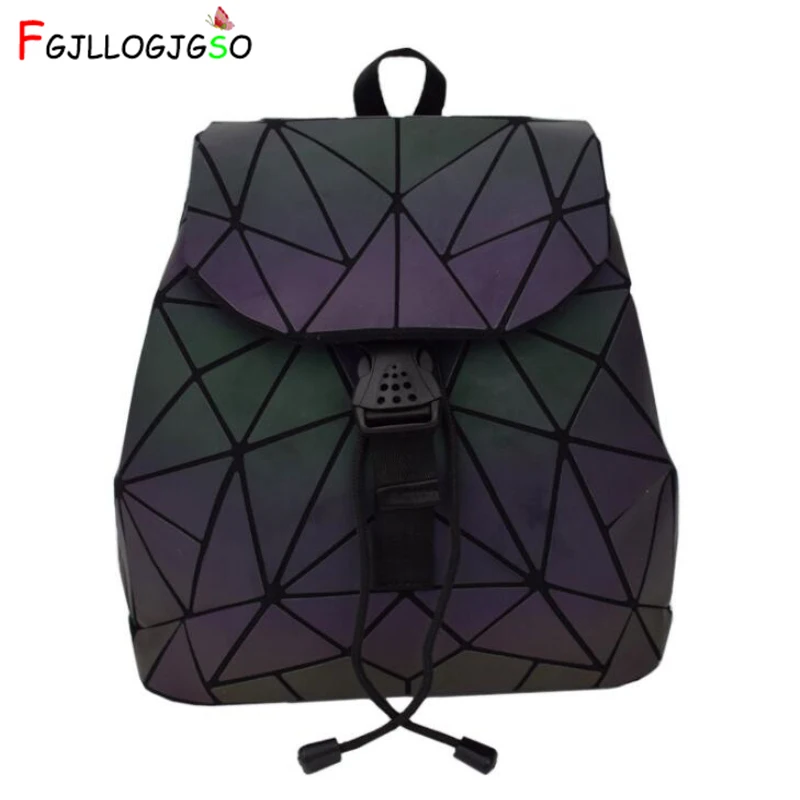 

FGJLLOGJGSO Women Backpack Luminous Drawstring Female Daily Backpack Geometry Backpack Folding School Bags Teenage Girls Mochila