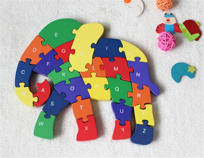 New wooden toy Animal Finger Elephant  Puzzle Baby toy Free shipping
