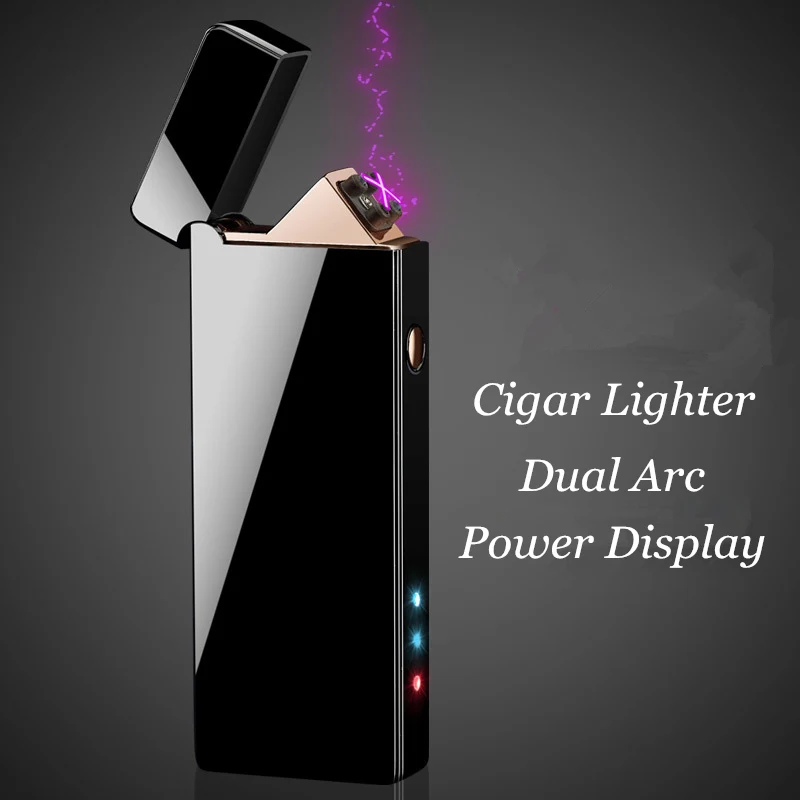 

2018 New Dual Arc USB Lighter Rechargeable Electronic Cigar Lighter Power Display Cigarette Plasma Palse Pulse Thunder Lighter