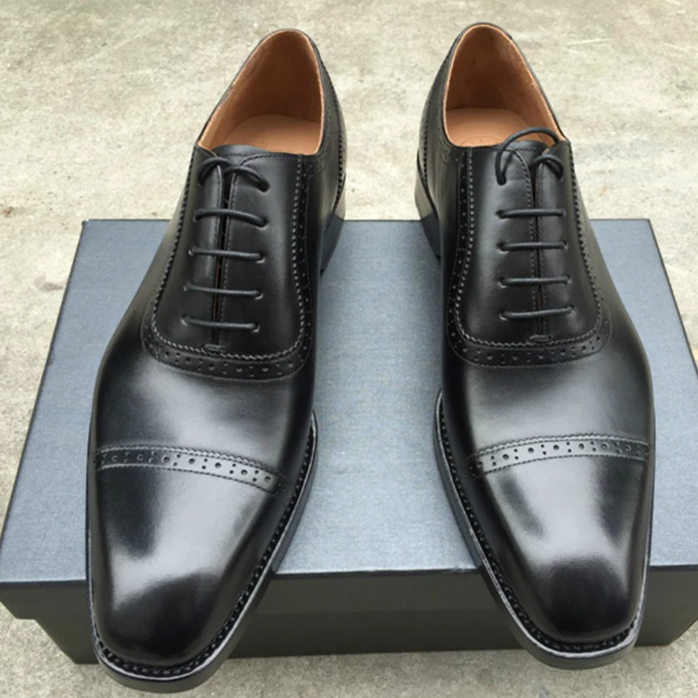 SIPRIKS brand mens goodyear welted shoes elegant black oxfords dress