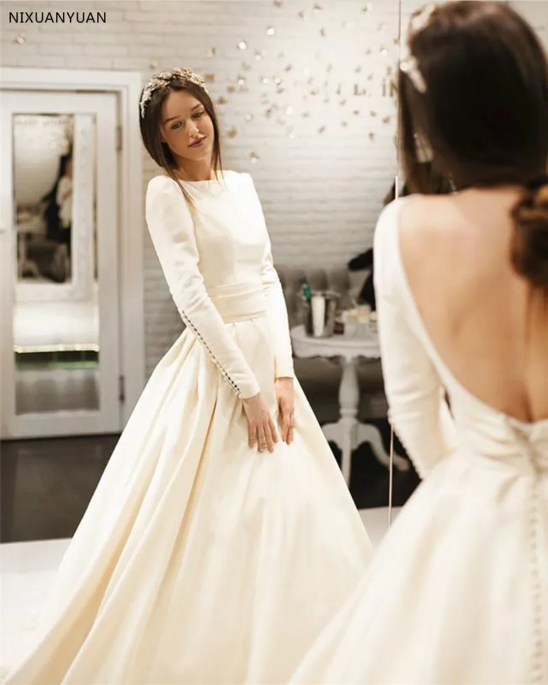 round neck wedding gown