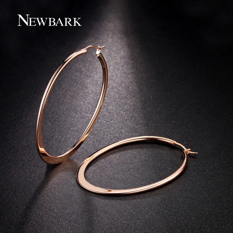 NEWBARK Rose Gold Farbe Riesige Oval Creolen Korb Ball Wives Ohrring Schmuck Für Valentinstag Partei|hoop earrings|oval hoop earringsearrings hoop earrings - AliExpress