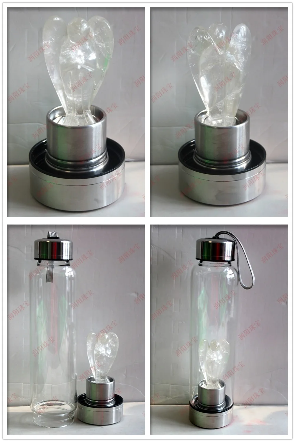 Продукт всех видов натурального кварца драгоценный камень стекло Elixir бутылки воды точка ручной резной чашка ангел кристаллические палочки