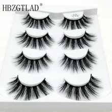Hbzgtlad 2/4 пар природных Накладные ресницы накладные ресницы длинные Макияж 3d норки ресницы, наращивание ресниц норковые ресницы для красоты