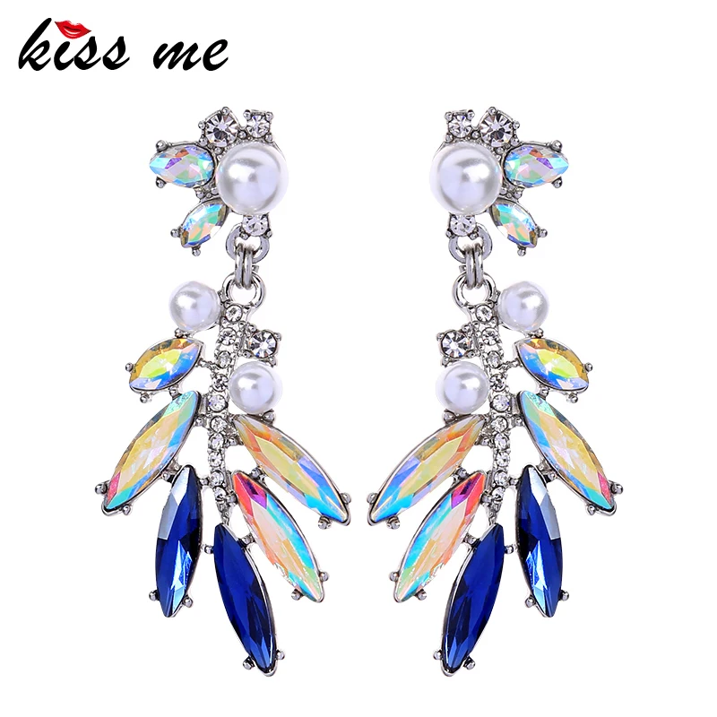 

Kiss Me Long Colorful Leaves Shiny Crystals Pendant Earrings For Women & Girls Fashion Jewelry