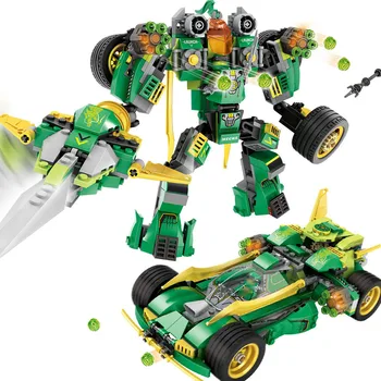 509pcs 2in1 Transformed Mech Car Building Blocks Compatible Legoed Ninjago Armor Figures Bricks Educational Toys for children