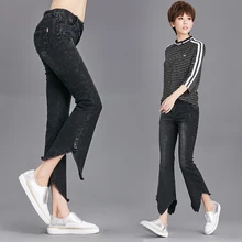 TUHAO, Осенние прямые женские джинсы с высокой талией, винтажные джинсовые штаны с карманами, большие размеры, повседневные штаны для женщин BM8687