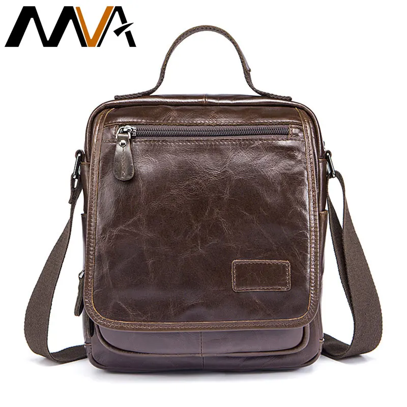 

MVA New Genuine Leather Men's Handbag Messenger Bags Retro First Layer Leather Man Zipper Shoulder Crossbody Bags Leather Men