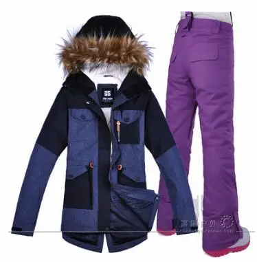 GSOU SNOW Waterproof Windproof Clothing for Women Winter Clothing Free shipping Women's Ski Suit Snowboard Suit Jacket+ Pant