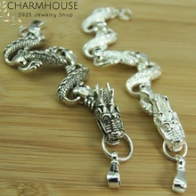 Антикварный серебряный браслет браслеты для мужчин и женщин Черная/серебряная цепь с драконом браслет Pulseira винтажные ювелирные аксессуары