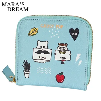 

Mara's Dream 2019 Korean Vintage Cute Anime Cat Leather Women Slim Mini Girl Small Purse Female Coin Credit Card Holder Dollar