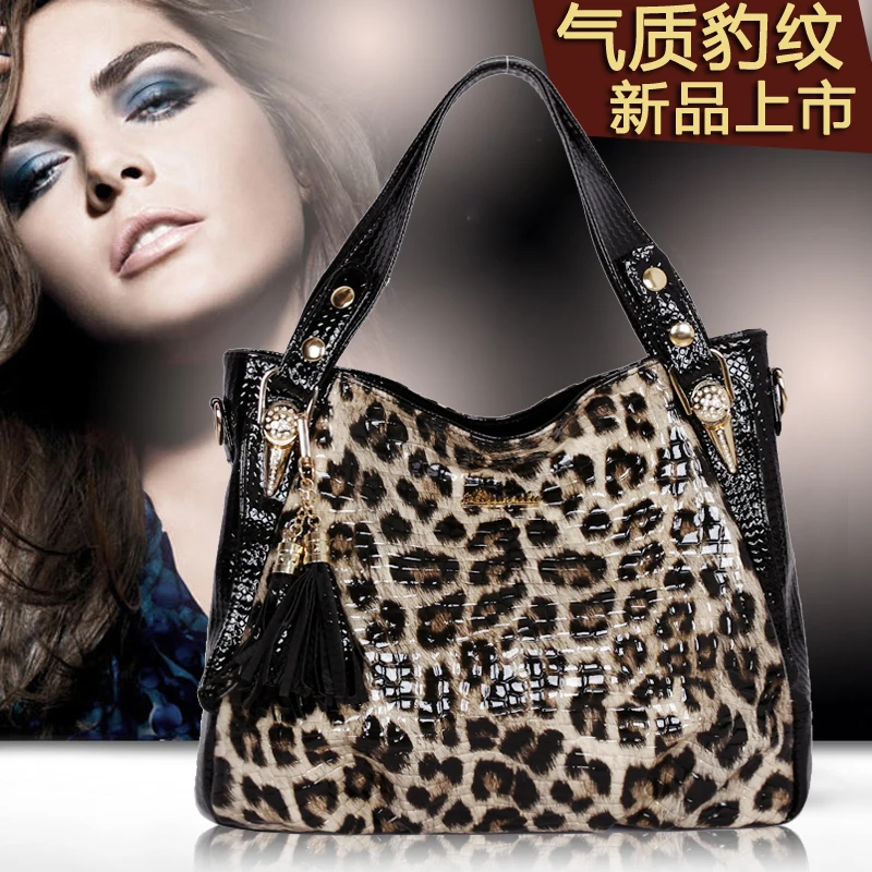Роскошные сумки женские сумки Дизайнерские Модные леопардовые женские кожаные сумки с кисточками через плечо женские сумки-мессенджеры