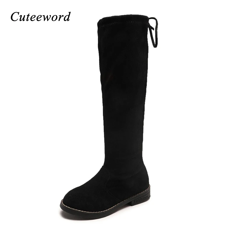 

Children boots for girls over the knee boots suede soft leather plus velvet warm cotton shoes winter fashion student high boots