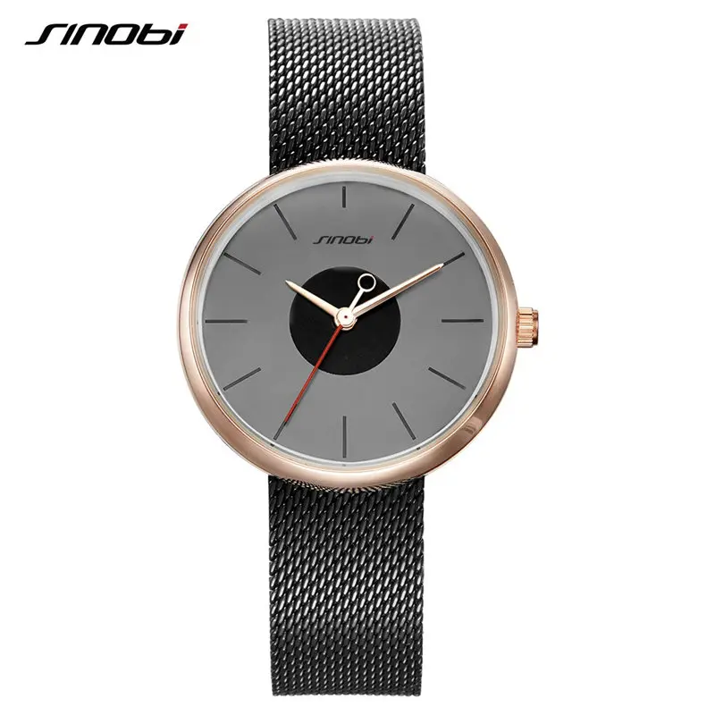 

SINOBI Fashion Simple Women Watches 2017 New Montre Femme Erkek Saat Stainless Steel Shockproof Waterproof Watch Women Mujer