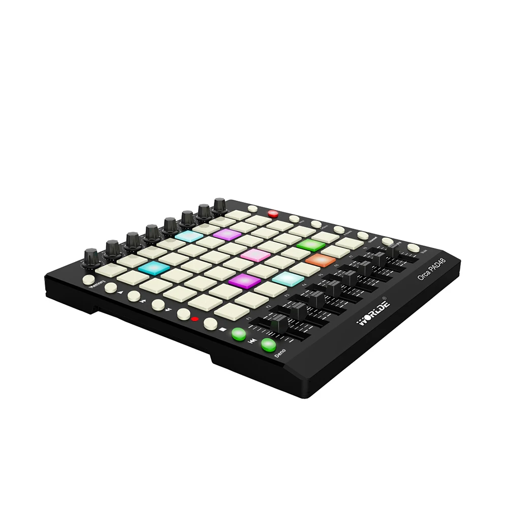 Коврик для барабанов с подсветкой, 48 USB, MIDI, 48 RGB, 8 ручек, 16 кнопок, 8 ползунков с usb-кабелем, музыкальные инструменты