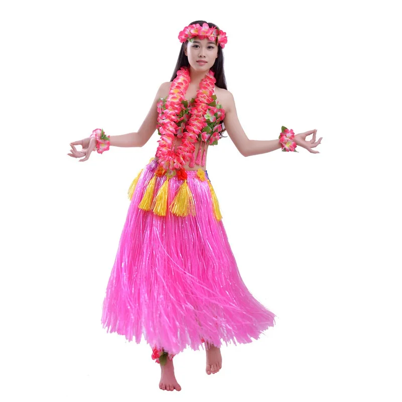 Hawaiian Skirts, 40cm Hawaii Hula Grass Skirt with Elastic Band for Kids  and Women, Hawaiian Party Fancy Dress Costume-6 Pcs