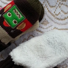 1 пара, детские зимние корейские перчатки с роботом, теплые вязаные флисовые перчатки для мальчиков и девочек, детские варежки, Зимние перчатки для малышей