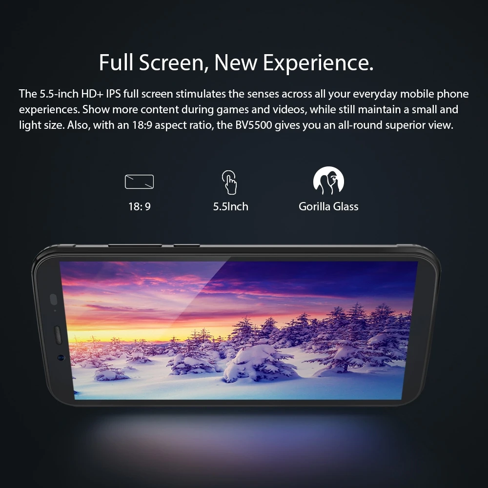 Blackview BV5500 IP68 Водонепроницаемый прочный смартфон 2 ГБ + 16 Гб 5 &quot18:9 Экран 4400 мА/ч MT6580P