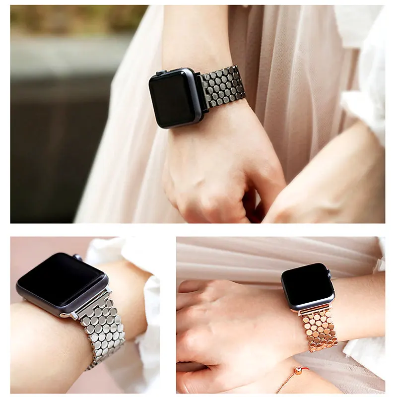 Ремешок из нержавеющей стали для Apple watch band 38 мм 42 металлический звеньевой браслет
