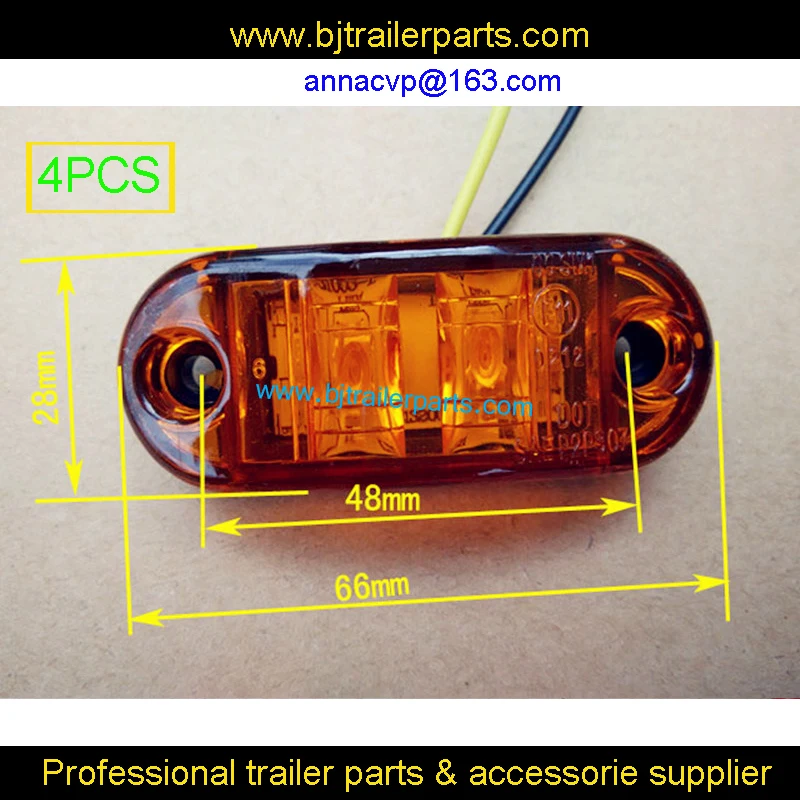 4x Red LED Side Marker Light Car Trailer Truck Clearance Lamp E11-marked 12V