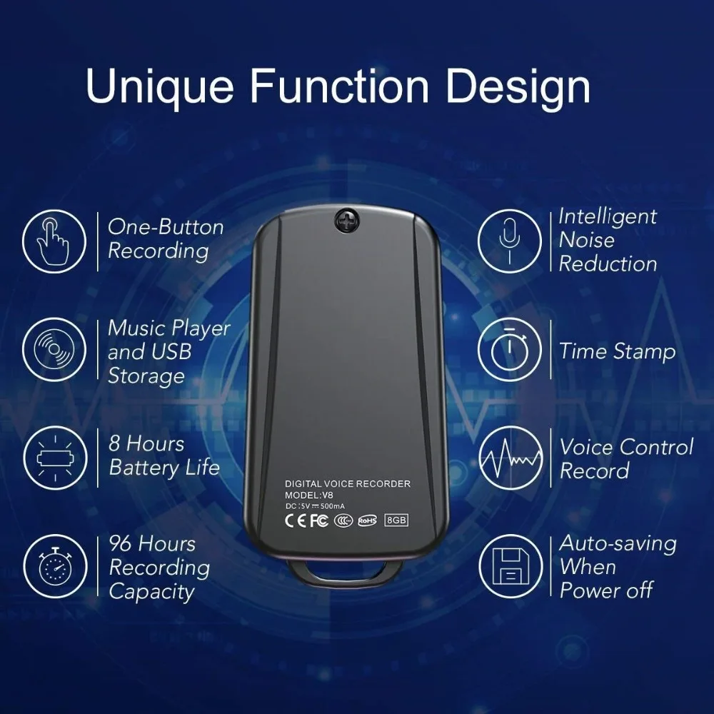 Lgsixe X-102 8GB Digital Voice Recorder, Small Audio Sound Recorders Device, Lectures, Meetings, Interview, Speech Dictaphone